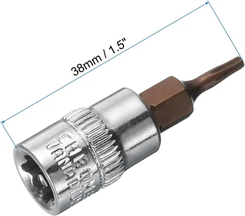 Miniatura 2 de uxcell 3 unidades de 1/4 pulgadas x T8 Torx broca zócalo, brocas de acero S2 CR-V, 1.496 in de longitud, uso con llave de trinquete, barra
