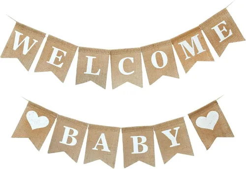 Cartel de bienvenida para baby shower, cartel de bienvenida para bebé, cartel de revelación de género de arpillera preencordada para niños y niñas,