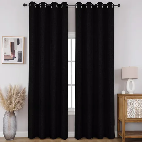Miniatura 37 de CUCRAF - Juego de 2 paneles de cortinas de ventana con oscurecimiento total del 100%, de 54 pulgadas de largo, con aspecto de lino falso, cortinas