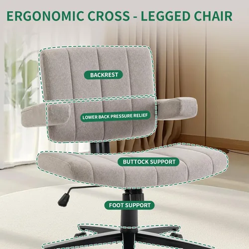 Miniatura 4 de Vigosit Silla de oficina ergonómica cruzada – Silla de escritorio ajustable con reposabrazos anchos, tela antiagarre, capacidad de 265 libras (gris)