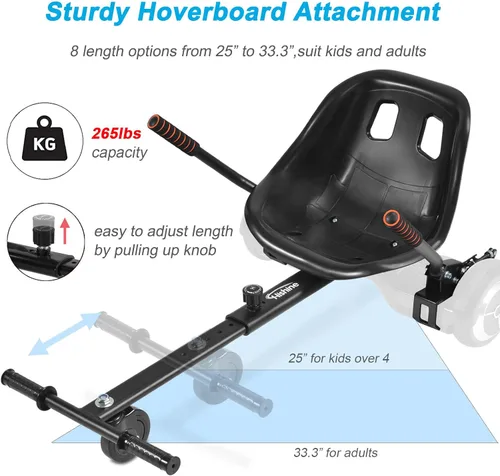 Miniatura 3 de No se requieren correas de fijación de asiento para aeropatineta, accesorio de Go Kart con mecanismo de bloqueo, carrito de 265 libras de 26 a 34.5