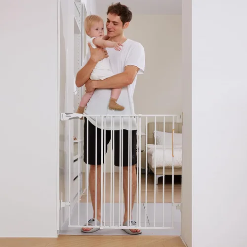 Miniatura 5 de Babelio - Puerta de seguridad para bebés para escaleras y puertas, de 66-109 cm de ancho x 86 cm de alto, extra alta Sin barra inferior Fácil