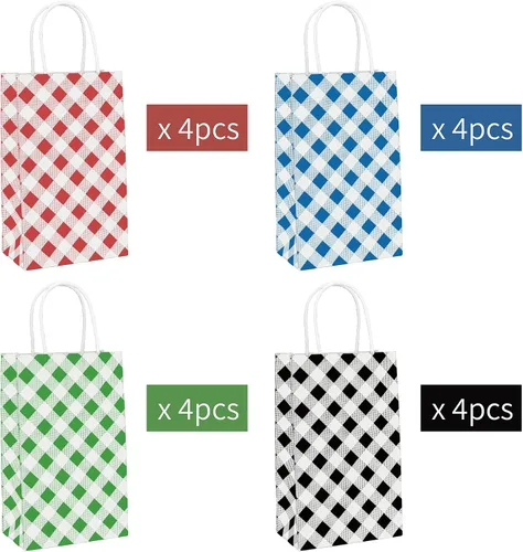 Miniatura 5 de ECOHOLA Bolsa de papel de 4 colores, 16 bolsas de regalo pequeñas, bolsa de regalo envuelta con asas para cumpleaños, baby showers, manualidades