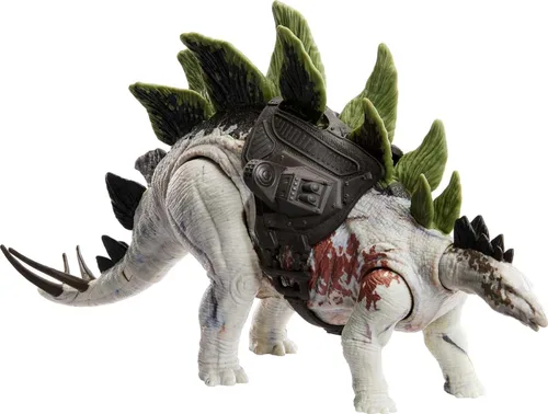 Miniatura 9 de Mattel Jurassic World Figura de acción de rastreadores gigantes, juguete de dinosaurio Mapusaurus con ataque de rabieta de mordida mega, espinas