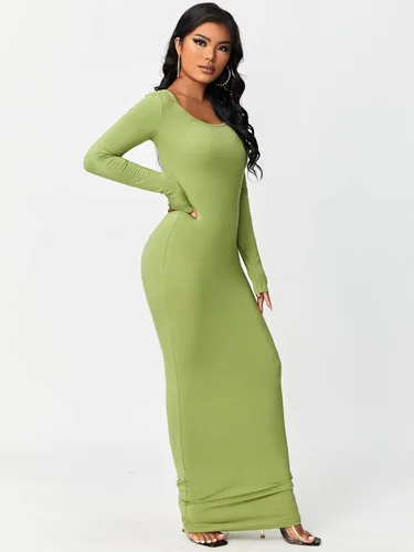 Miniatura 6 de Floerns Vestido largo de manga larga con cuello redondo para mujer