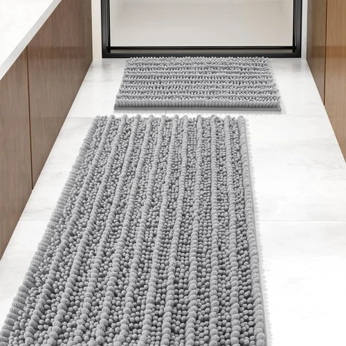 Miniatura 13 de Arotive Juego de 2 alfombras de baño de felpilla de lujo, extra suaves, absorbentes, peludas y alfombras de baño de contorno en forma de U