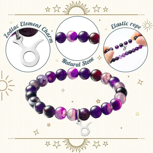 Miniatura 3 de WATINC Pulseras de constelación del zodiaco Leo Virgo Libra, Sagitario, Escorpio, Capricornio, Acuario, Piscis, Aries, Tauro, Géminis, cáncer