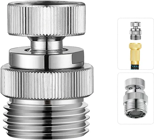 Adaptador de grifo a manguera de latón con aireador, adaptador de grifo de 3/4 pulgadas a manguera de jardín, kit adaptador de grifo giratorio,