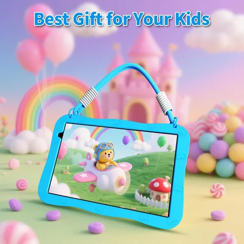 Miniatura 8 de Tablet infantil de 10 pulgadas con funda de cordón, tabletas Android 15 para niños de 3 a 12 años, almohadilla educativa de 32 GB para niños Azul