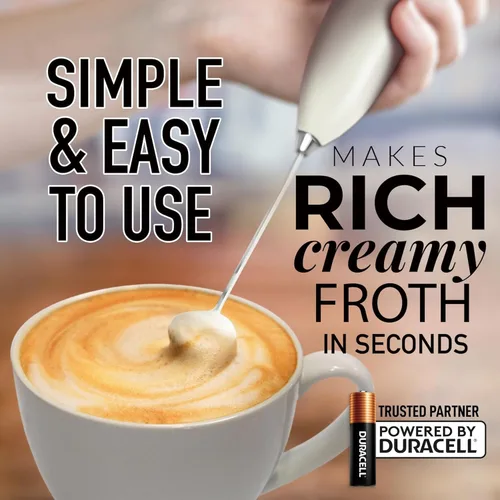 Miniatura 76 de Zulay Kitchen FrothMate Potente espumador de leche portátil y compacto para hacer espuma de mano, lattes, capuchinos Plateado transparente