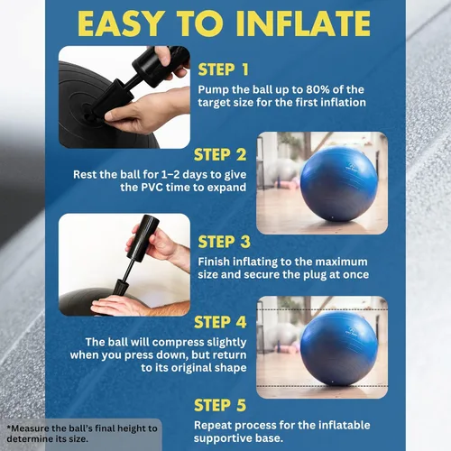 Miniatura 8 de ProBody Pilates Silla de pelota de yoga, silla de pelota de ejercicio con base o soporte para sentarse en la oficina en casa o para hacer ejercicio
