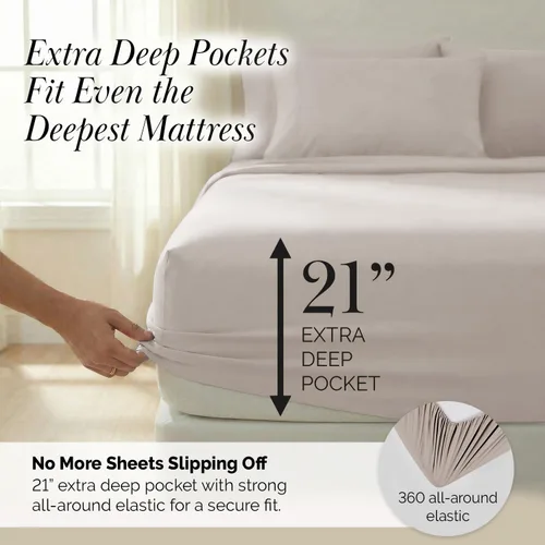 Miniatura 21 de Southshore Fine Living, Inc. Juego de 7 piezas de sábanas King divididas para cama ajustable, juego de sábanas King divididas con bolsillo de 21
