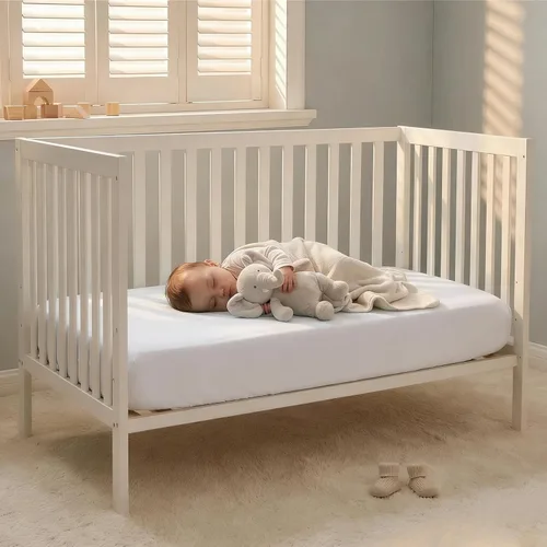 Miniatura 6 de NTBAY - Sábana bajera ajustable para cuna para bebé, color sólido y suave, 28.0 x 52.0 pulgadas Blanco