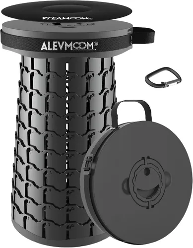 ALEVMOOM Taburete plegable XXL mejorado de 19.7 pulgadas con cojín, taburete telescópico portátil, capacidad de 1000 libras, silla plegable