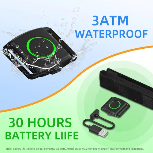 Miniatura 6 de EZON C022Pro - Brazalete con monitor de frecuencia cardíaca con ANT+ y Bluetooth, luces indicadoras LED de zona HR, impermeable 3ATM, correa