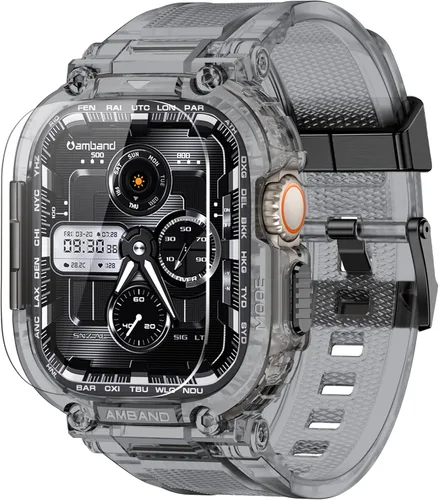 Miniatura 10 de amBand Bands - Funda protectora de pantalla compatible con Apple Watch Ultra 3/2/1 de 1.732 pulgadas, correa resistente M1 Sport Series y película