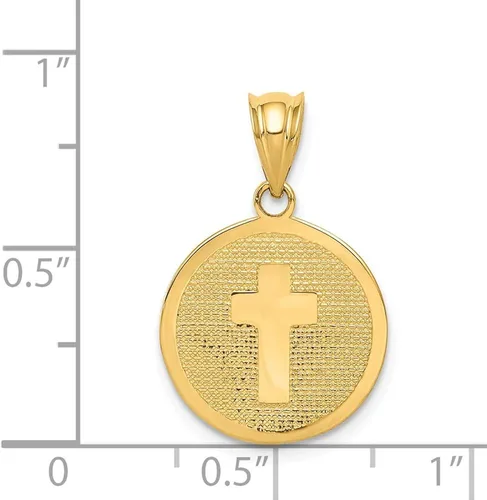 Miniatura 4 de Colgante de oro amarillo macizo de 14 quilates, cruz reversible y primera comunión, 0.669in x 0.591in