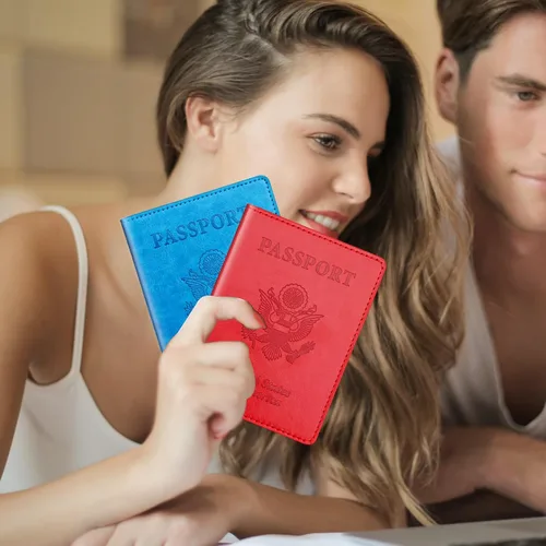 Miniatura 6 de Herain Soporte para pasaporte, funda para pasaporte, cartera para pasaporte, para mujeres y hombres, funda de pasaporte, protector de libreta