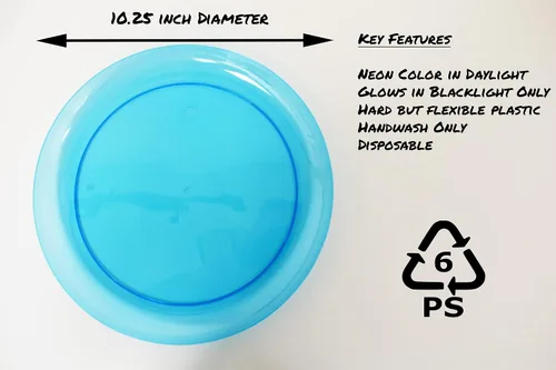 Miniatura 6 de DIRECTGLOW LLC Platos de fiesta reactivos Blacklight (20, 10.25 pulgadas)