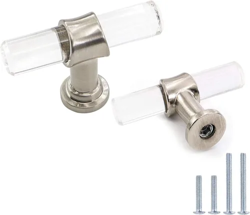 Miniatura 6 de homdiy LS9165GD76 - Tiradores acrílicos de latón cepillado para cajones, manijas de gabinete transparentes para cajones de tocador, manijas