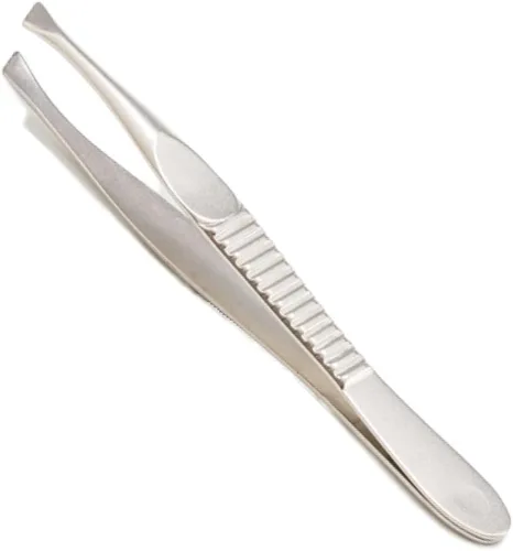 Pinzas para cejas [fabricadas en Japón] Pinzas afiladas profesionales hechas por Hande con punta en ángulo para hombres y mujeres