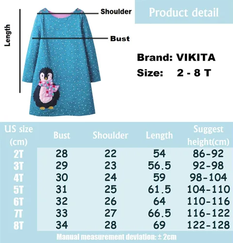 Miniatura 6 de VIKITA Toddler Girls Dresses Winter Hoodie Clothes Colorful Sequins Long Sleeve Cotton Sweatshirt for Little Kids 3-8 Years