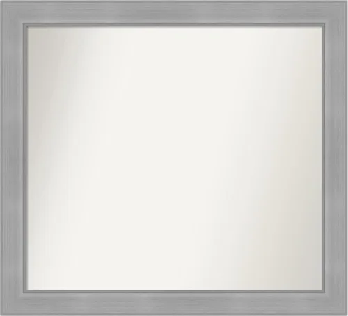 Miniatura 485 de Amanti Art Espejo de baño plateado para sobre el fregadero, 24 x 24 pulgadas, espejo cuadrado de peltre forjado a medida, marco de madera casual