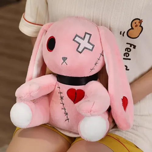 Miniatura 5 de Muñeca de conejo de peluche, juguete de peluche loco, animal de peluche de conejo aterrador de Halloween con orejas largas de pie, adecuado