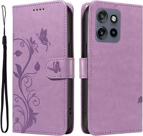 Miniatura 42 de Funda para Motorola Moto E22/E22i, piel sintética, con tarjetero y correa para la muñeca, a prueba de golpes, funda magnética para Motorola Moto Rojo