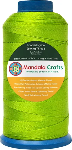 Miniatura 388 de Mandala Crafts - Hilo de nailon para coser cuero, tapicería, mezclilla y para trenzar el pelo; resistente, 1500 yardas, tamaño 69 T70 Marrón