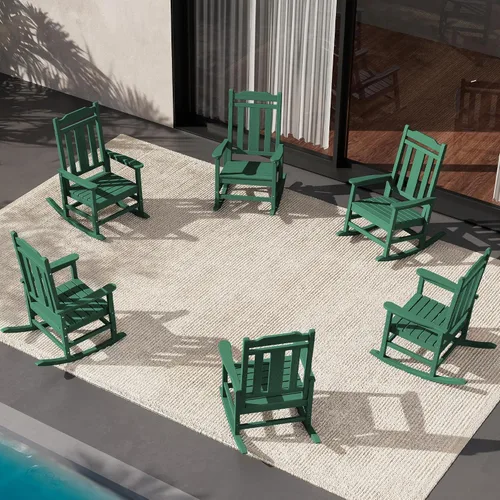 Miniatura 17 de SERWALL Mecedora de gran tamaño al aire libre, mecedora al aire libre del HDPE, aguacate