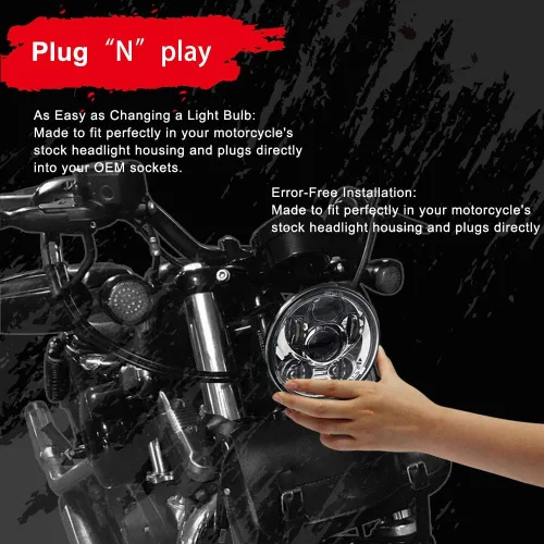 Miniatura 5 de Faro LED proyección Wisamic 5 – 3/4 pulgadas 5.75 pulgadas Daymaker para motocicletas Harley-Davidson 9 piezas foco, Plateado Plateado (sliver)