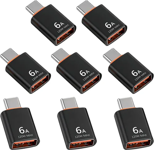 Paquete de 8 adaptadores USB-C tipo C macho a tipo A hembra 3.0 OTG tipo C macho a USB hembra adaptador OTG para smartphone, laptop, tableta, etc.