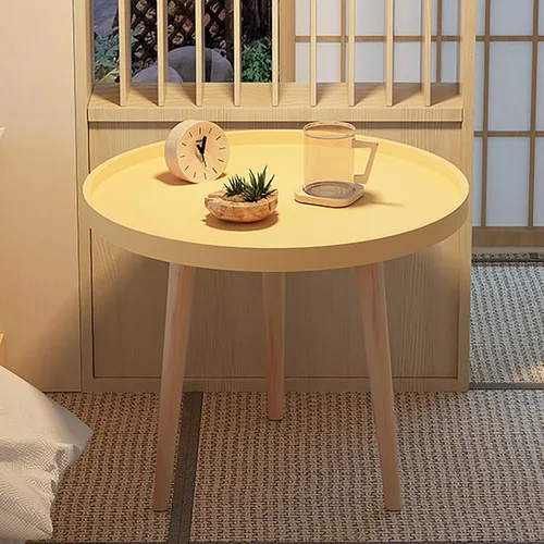 Miniatura 14 de Mesa auxiliar redonda, bandeja para mesita de noche, mesa auxiliar para sala de estar, dormitorio, espacios pequeños, patas de haya