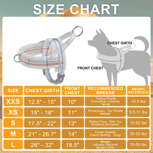 Miniatura 6 de BEAUTYZOO Arnés para Perros Pequeños, Juego de Arnés y Correa sin Tirones, Arnés de Chaleco para Cachorros Suave a Prueba de Escapes con Manija