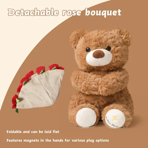 Miniatura 6 de Ramo de peluche de oso de peluche, ramo de peluche de rosas, sombrero de flores romántico, peluche de oso, perfecto como cumpleaños y vacaciones