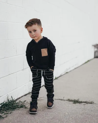 Miniatura 2 de Conjunto de ropa para niños pequeños, sudadera de retazos, manga larga, pantalones sólidos, para otoño e invierno