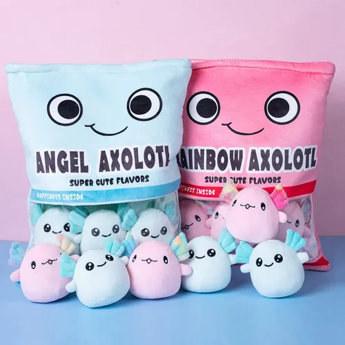 Miniatura 6 de REFAHB Lindo juguete de peluche de ajolote, almohada de peluche extraíble de salamandra, juego de peluche Kawaii para niños, niñas, regalo