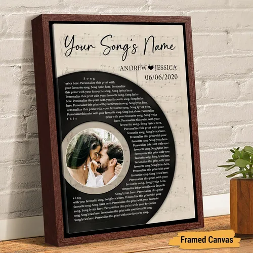 Miniatura 6 de VICILO Póster de letras de canción personalizadas, lienzo, arte de pared, regalos para marido, esposa, disco de vinilo con imagen, decoración Disco