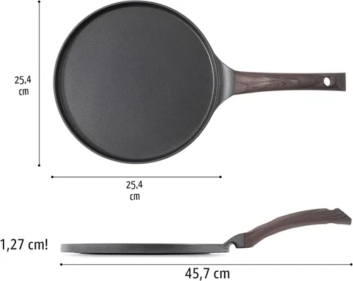 Miniatura 6 de SENSARTE - Sartén antiadherente para crepes, con revestimiento de granito suizo, dosa, panqueques, sartén plana, tawa, parrilla de 10 pulgadas