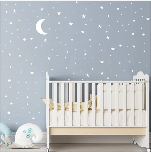 Miniatura 18 de Vinilo adhesivo de pared con diseño de luna y estrellas para niños y niñas, decoración de habitación de bebé, decoración de pared para el hogar