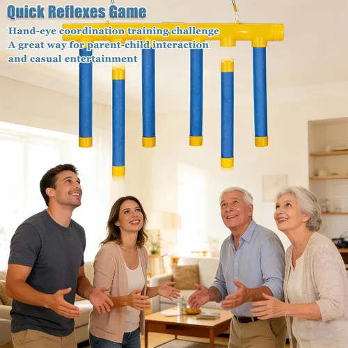 Miniatura 3 de Shelprojsu Reflex Drop Sticks Challenge Game, 3 Juego de palos de captura ajustables, Juego de entrenamiento de coordinación de ojos y manos, Tiempo