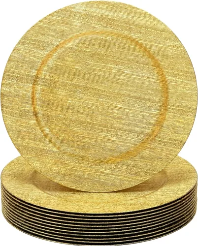 Miniatura 23 de Tanlade 50 Platos Base Plateados al Por Mayor, Plato Base Redondo de Plástico de 13", Platos Base Brillantes Plateados para Mesa, Platos de Servicio