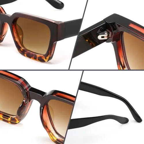 Miniatura 93 de FEISEDY Gafas de sol cuadradas retro de los años 90 para mujeres y hombres, gafas de sol rectangulares gruesas de moda con protección UV400 B2385