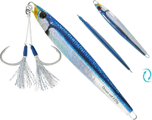 Miniatura 19 de OCEAN CAT Señuelos de pesca con jigging de paso lento, kit de plantillas brillantes para pesca en agua salada con ayuda de anzuelo lento, anzuelo