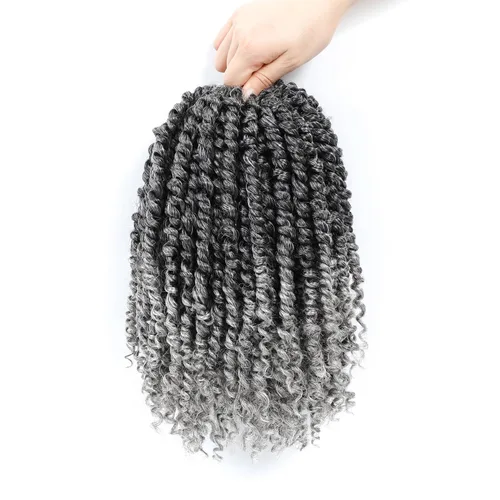 Miniatura 46 de Pelo de ganchillo Passion Twist de 10 pulgadas, 8 paquetes, cabello Passion Twist pre-trenzado, cabello de ganchillo Passion Twist para mujeres 1b