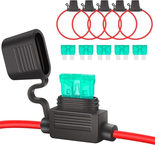MUYI Portafusibles de calibre 12 - Portafusibles en línea de 12 AWG con fusibles de hoja ATC de 30 amperios (paquete de 6)
