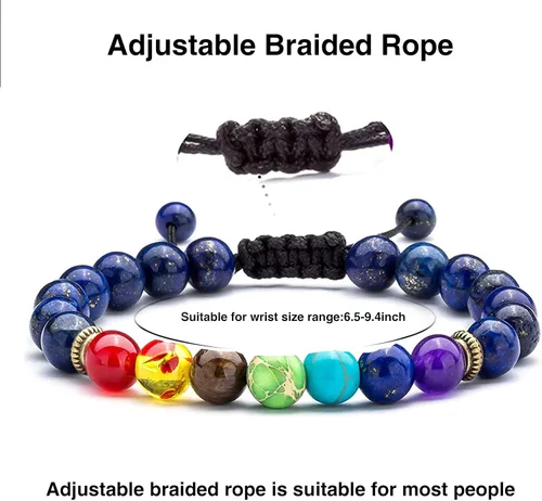 Miniatura 4 de Pulsera para hombre y mujer, 0.315 in, piedra natual de roca natual para hombre y mujer, pulsera difusora de aceite esencial, cuerda trenzada