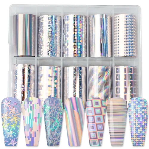 Miniatura 10 de 10 hojas de transferencia de lámina de uñas, diseño de flor de Cupido en ángulo, calcomanías de uñas, calcomanías de arte de uñas, tiras