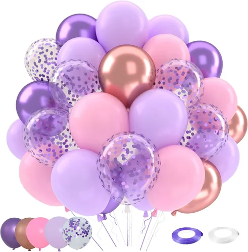 Miniatura 12 de Patimate Juego de globos de confeti negro y dorado, kit de 50 piezas de globos de látex de confeti metálico dorado negro y blanco de 12 pulgadas